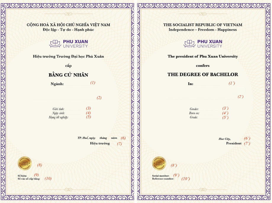 Bằng Đại Học do Viện Kinh doanh & Công Nghệ NBS trực thuộc Trường Đại học Phú Xuân cấp